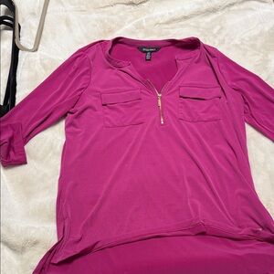Ellen Tracy Magenta Blouse with Gold Zipper